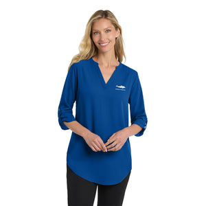 Fontana Financial 3/4 Sleeve Tunic Blouse Blue
