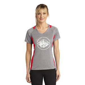 ICE Ladies' Sport Tek Color Block Tee Vintage Heather & Red