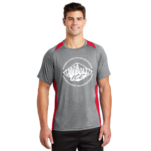 ICE Sport Tek Color Block Tee Vintage Heather & Red