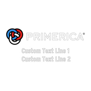 Die Cut Primerica Logo Decal with Custom Text