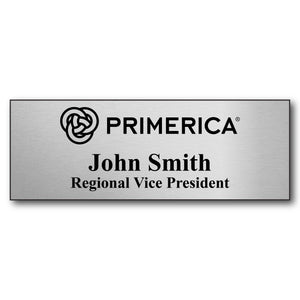 Classic Silver Name Badge with Black Logo